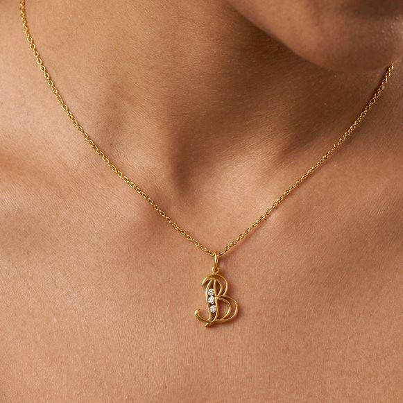 Gold Letter B Pendant 23K / Liontin Emas Huruf B 23K / Diamond Jewelry / 294LMSWP1