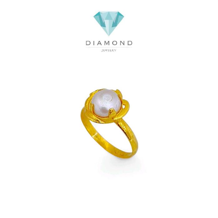Pearl Leaf Gold Ring 23K / Cincin Emas Mutiara Daun 23K / Diamond Jewelry 9CM3WP-HT
