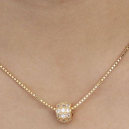 Kalung Liontin emas 18k Disco Ball- bola keistal Diamond Jewelry