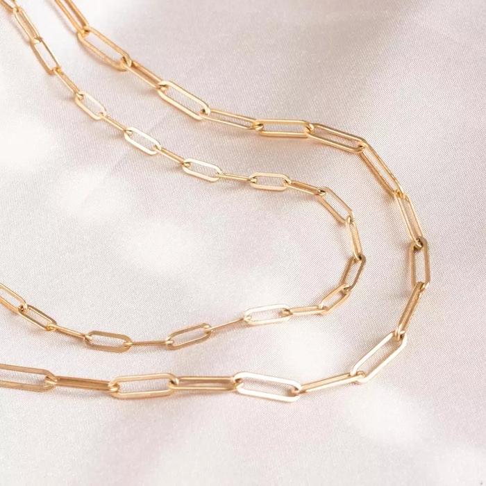 Paper clip 18K gold necklace Diamond Jewelry