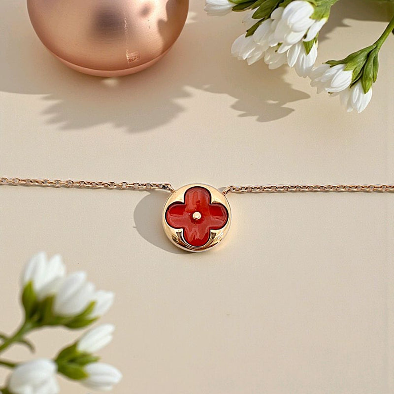 Blossom Charnelian Necklace 18K / Kalung Charnelian Blossom 18K / Diamond Jewelry 421KBD367RY - HT