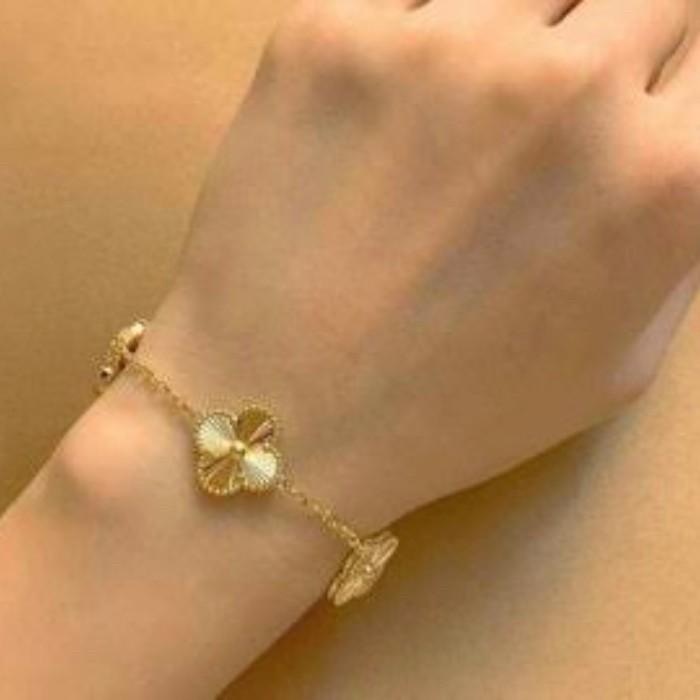Clover Gold Vintage Alhambra 18K Gold Clover 5 Motif Diamond Jewelry-127GBD145000AB-HT