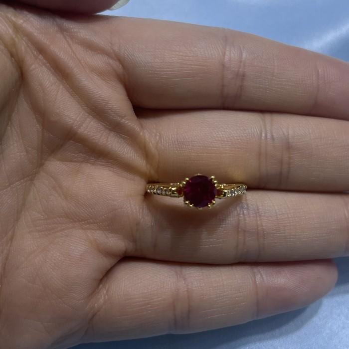 Redsor Red Solitaire 23K Gold Ring Diamond Jewelry-89CMSWP5-HT