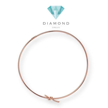 Knot choker necklace 18k rose gold-Diamond jewelry