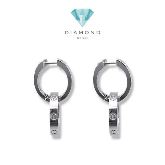Love CRT Diamond Earrings duo hoop / Diamond Jewelry