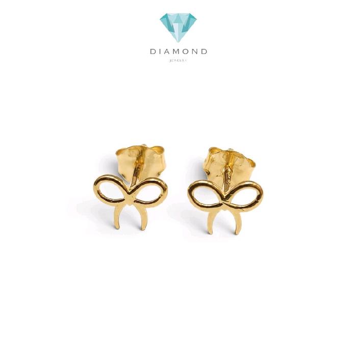 Ribbon Gold Kids Earring 16K / Anting Emas Anak Pita 16K / Diamond Jewelry / 438AMS050LS