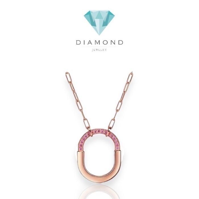 Lock pink sapphire necklace 18k-Diamond Jewelry