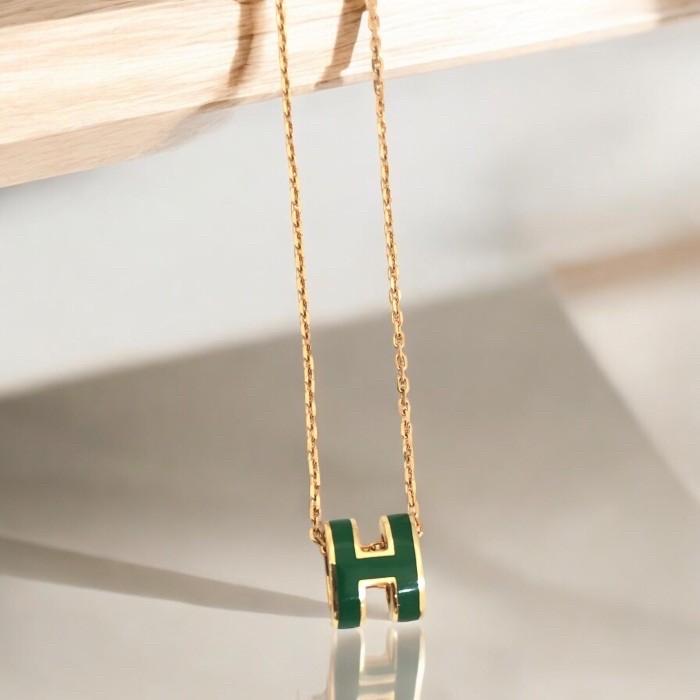 Small Pendant H Ceramic Green Necklace & Earring 18K/Kalung & Anting Gold Fashion Diamond Jewelry-161KMSSM285RY/356ABD256RY-HT