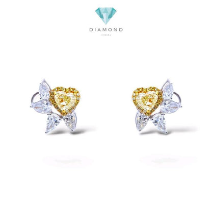 Heart Yellow Diamond Earring 18K / Anting Berlian Kuning Berbentuk Hati 18K / Diamond Jewelry / 2AB26000VLR