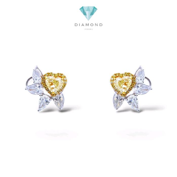 Heart Yellow Diamond Earring 18K / Anting Berlian Kuning Berbentuk Hati 18K / Diamond Jewelry / 2AB26000VLR