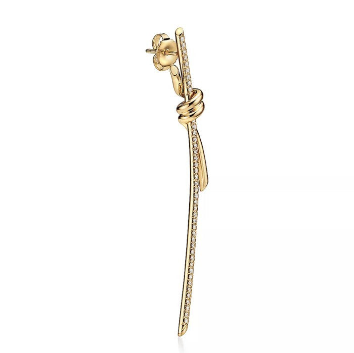 Knot T Earring Diamond 18K Gold Diamond Jewelry-42ABD49500AB-HT