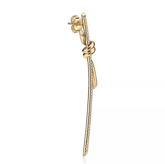 Knot T Earring Diamond 18K Gold Diamond Jewelry-42ABD49500AB-HT