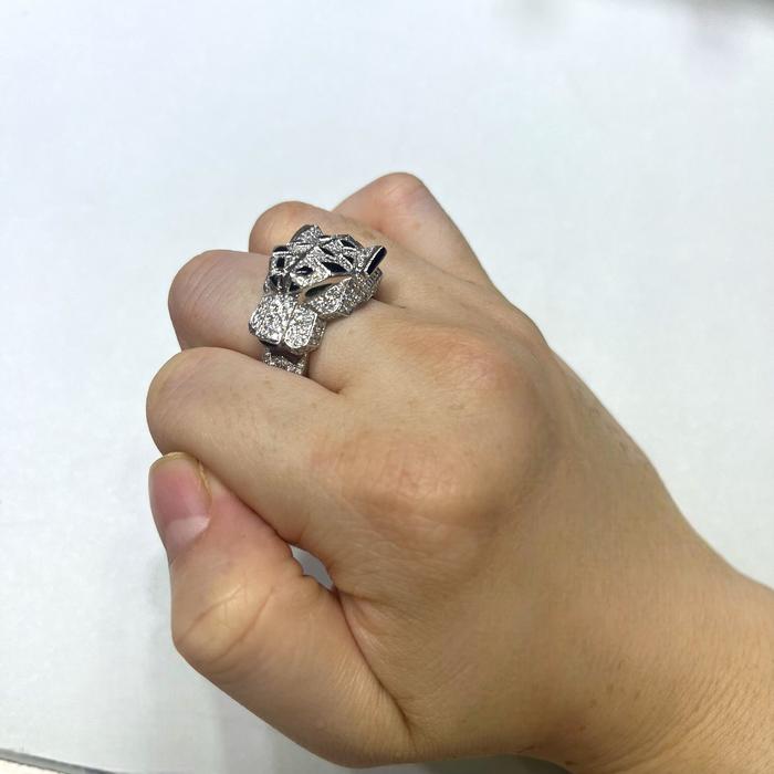 panther Diamond Ring and Emerald White Gold 18 krt