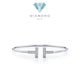 T white bracelet- bangle 18 K with diamond Diamond jewelry