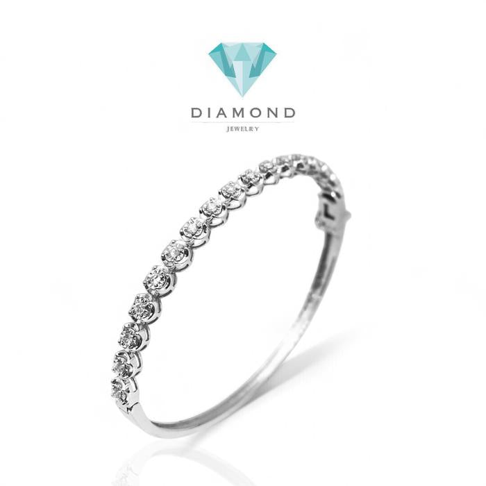 Diamond half tennis Bangle /gelang tennis bangle berlian asli18K Diamond Jewelry
