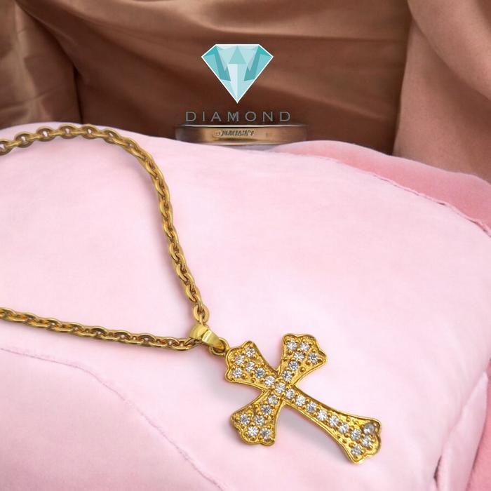 Liontin Emas Salib Yellow Gold 23K-Diamond Jewelry-225LMLS3-HT