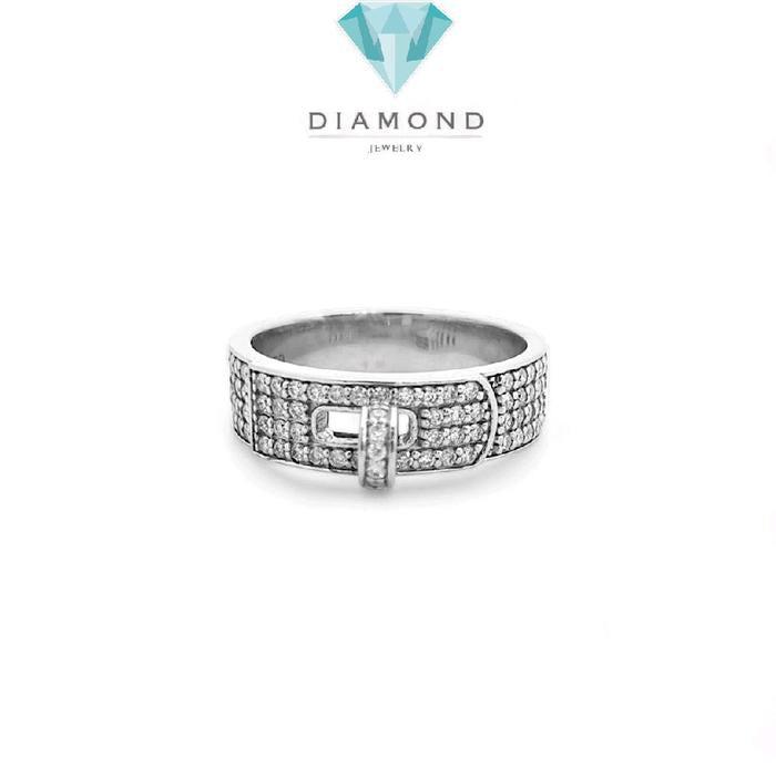 Cincin HR Half Diamond White Gold 18K-Diamond Jewelry