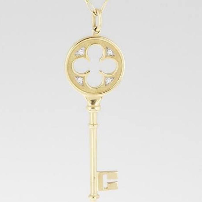 Key white gold 18 K pendant with Diamond Tif Diamond Jewelry
