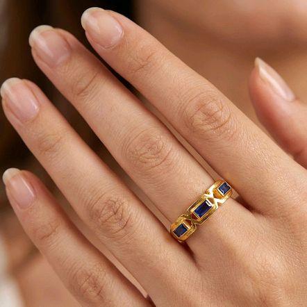 Blue Sapphire Gold Ring 23K / Cincin Emas Sapphire Biru 23K / 152CMSWP3
