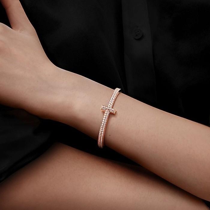 T1 Full diamond bangle with 18 K Rose Gold Diamond Jewelry