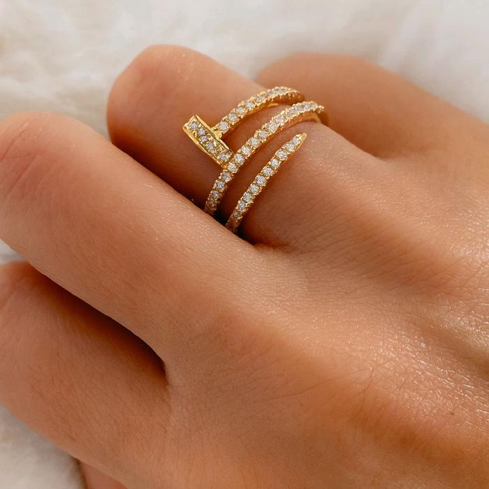 Nail Double Diamond Ring 18K / Cincin Berlian Paku Double 18K / Diamond Jewelry 19CBD1560RB-HT