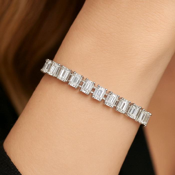 Emerald Tennis Diamond Bracelet 18K / Gelang Tennis Emerald Berlian 18K / Diamond Jewelry-1GB1845SDNEW-HT