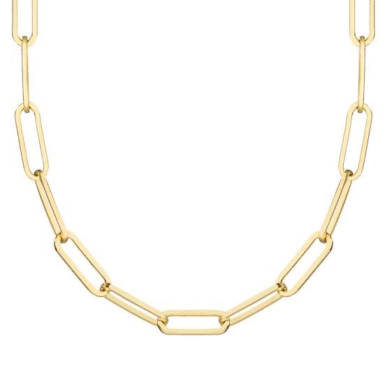 Paper clip 18K gold necklace Diamond Jewelry