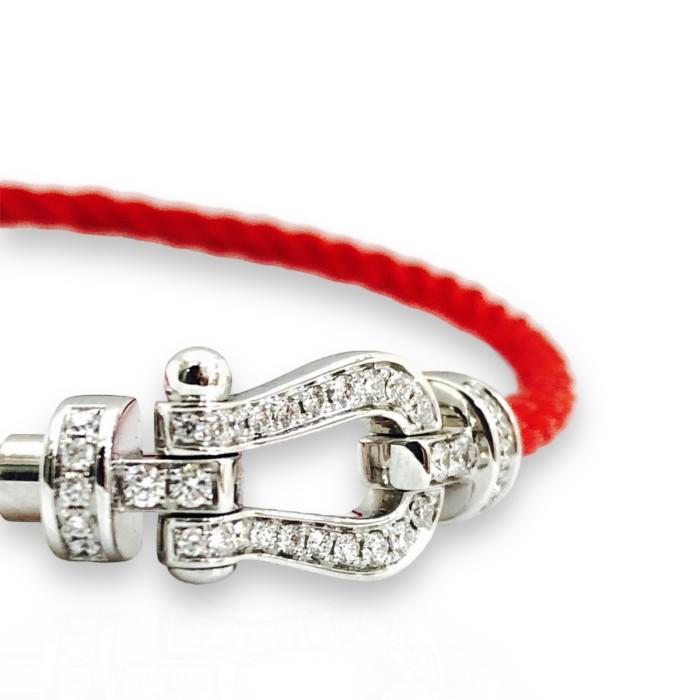 Red white gold pave diamond buckle horseshoe frd-Diamond Jewelry