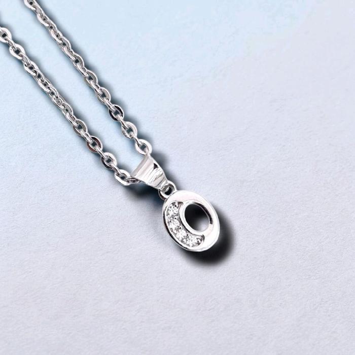 Letter O Zirconia Pendats 17K / Liontin Huruf O zirconia 17K / Diamond Jewelry / 282LMS085LS