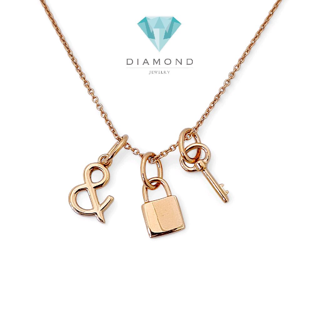 Lock And Key Necklace 18K / Kalung Gembok dan Kunci 18K / Diamond Jewelry 416KBD698RY