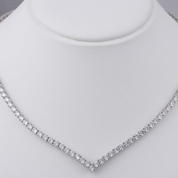 V Tennis eternity necklace Diamond -Diamond Jewelry