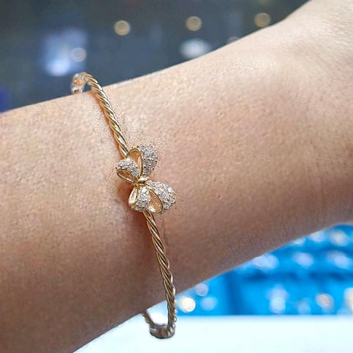 Gelang Emas Sirkon Model Pita-Diamond Jewelry-436GMS529LS