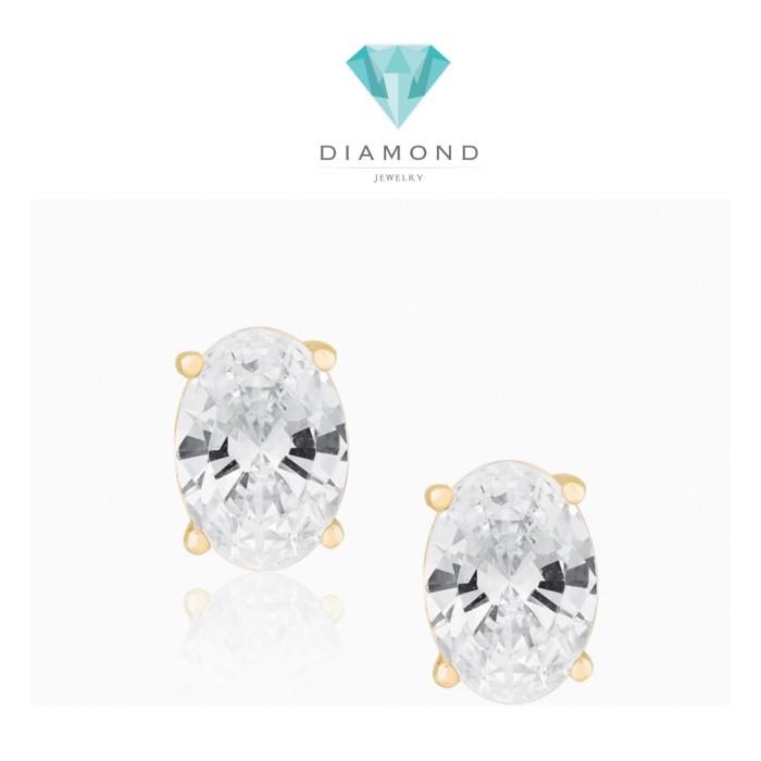 Anting Emas Kristal Oval 18K Gold Diamond Jewerly Rachel Rose UBS-1AMS18OVALLSNEW-HT