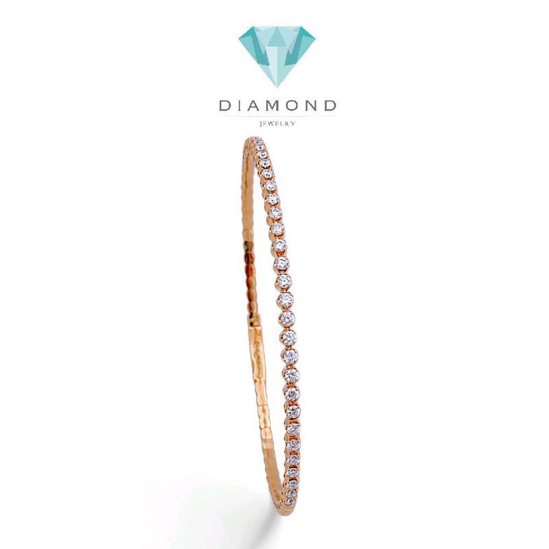 Tennis Listring Yellow Gold And Diamond Bangle 18K / Gelang Berlian Tennis Lurus 18K / Diamond Jewelry 143GB131000AB-HT
