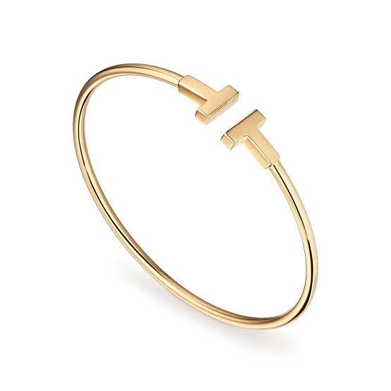 Double T Diamond Bangle white gold 18 K/ T diamond bangle 18k/ T Bangle Gold bracelet