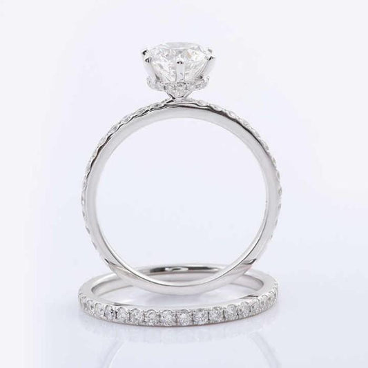 Diamond solitaire Ring /Duo Ring diamond 18k gold -Diamond Jewelry-PAVE/DUO-SOLITAIRE