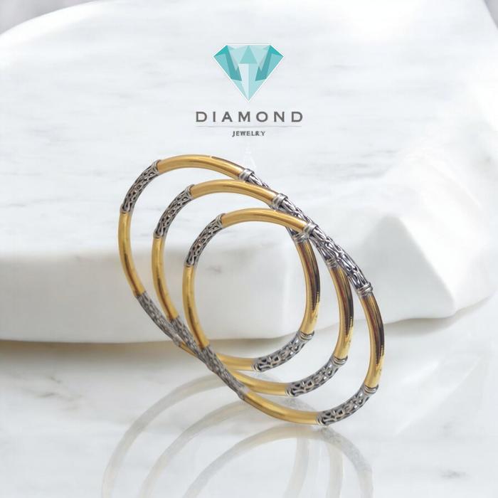 Gelang Emas Keroncong 2 Warna 22K-Diamond Jewelry-400GMSLS-HT