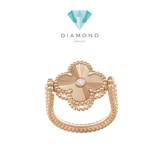 Vca flip charnelian diamond ring red 18k rose gold-Diamond Jewelry