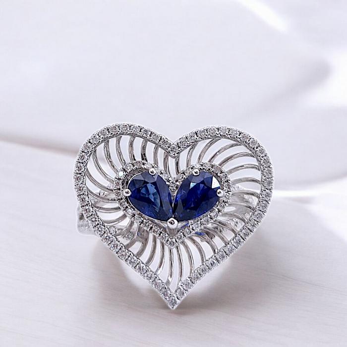 Love Sapphire Diamond Ring 18K / Diamond Jewelry