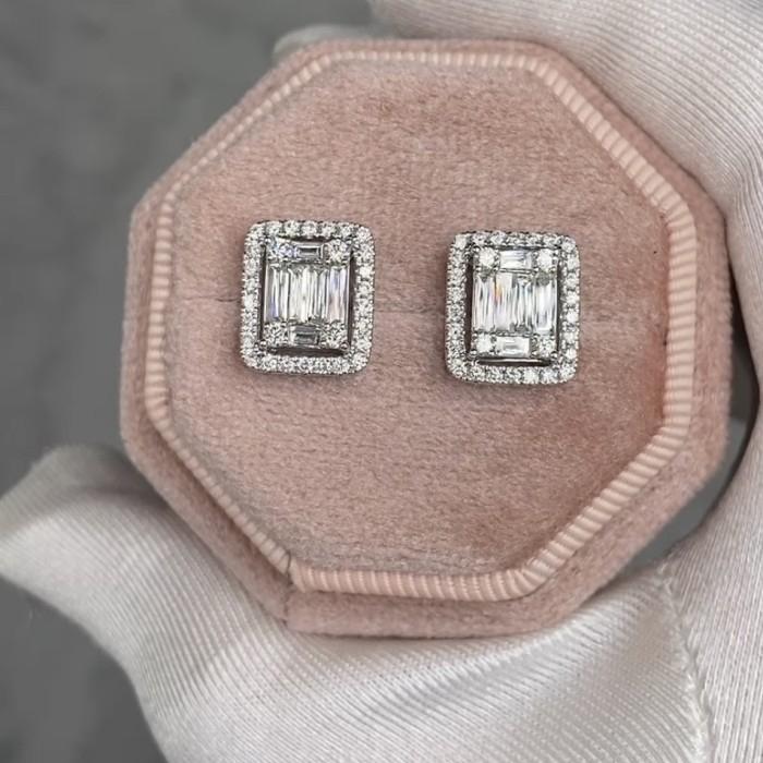 Baguette diamond jacket earring 18k -Diamond Jewelry