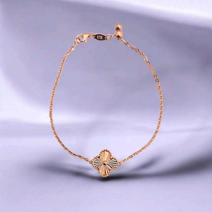 Small Clover Rose Gold Brecelet 17K /  Diamond Jewelry / 486GMS293LS