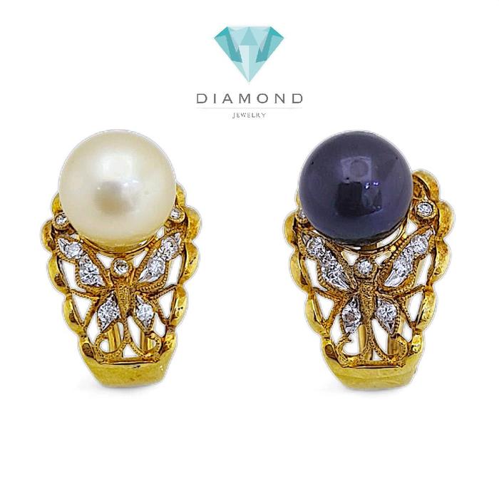 Butterfly Duo Color Diamond Earring 18K / Diamond Jewelry 43AMGT522WP
