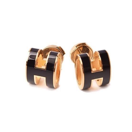 black H pop lacqured earring 18k gold- Diamond Jewelry-22BASM2200RY