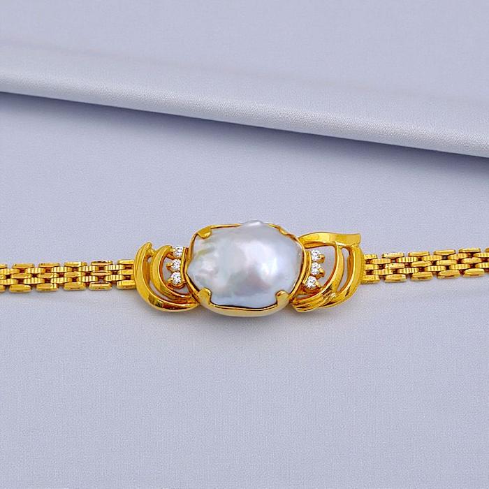 Pearl Gold Bracelet 23K / Gelang Emas Mutiara 23K / Diamond Jewelry 836M24WP-HT