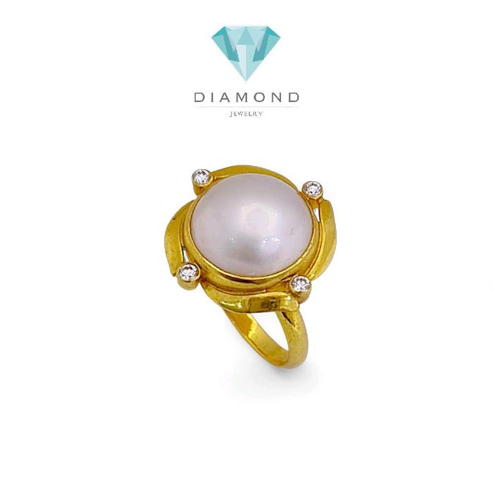 Circle Pearl Gold Ring 23K / Cincin Emas Bulat Mutiara 23K / Diamond Jewelry 13CM7WP-HT
