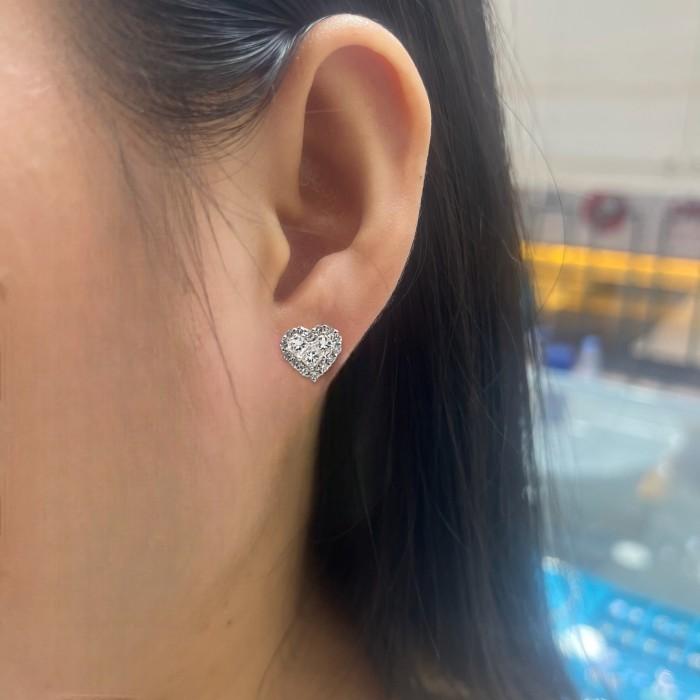 Diamond Heart stud 18k white gold-Diamond Jewelry