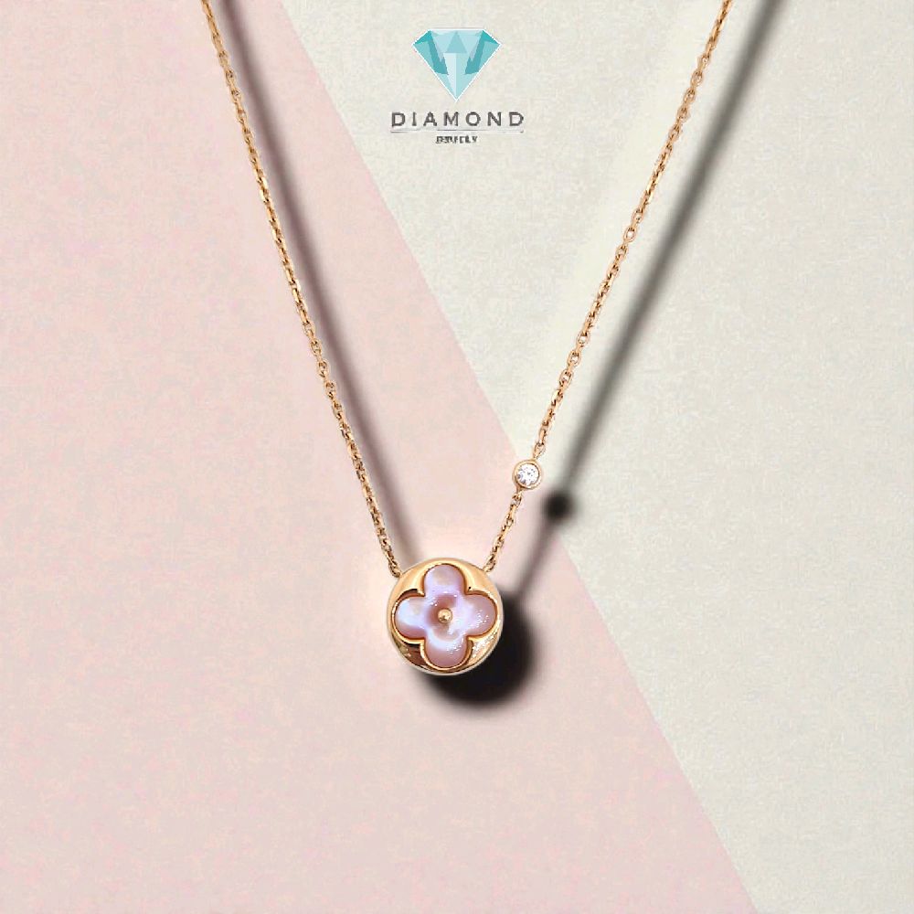 Gold Necklace Flowers pink 18K / Kalung Emas Bunga pink 18K / Diamond Jewelry / 149KBD62800AB