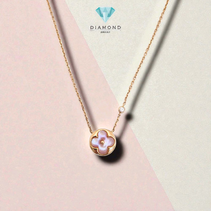 Gold Necklace Flowers pink 18K / Kalung Emas Bunga pink 18K / Diamond Jewelry / 149KBD62800AB