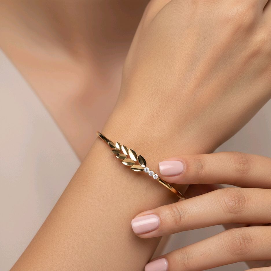 Leaf Gold Bangle 16K / Gelang Emas Daun 16K /  Diamond Jewelry / 463GMS287LS