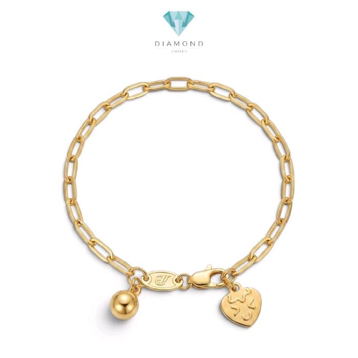 Kids Gold Chain Bracelet with bell 16K / Gelang Rantai Emas Anak dengan lonceng 16K / Diamond Jewelry/ 493GMS201LS
